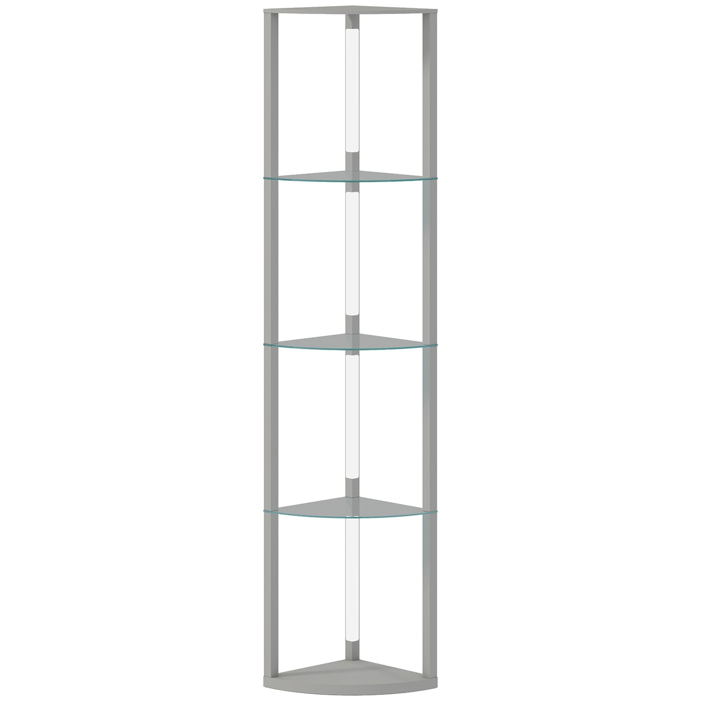 LED Floor Lamp with 5 Shelves | 3 Brightness Levels | Foot Switch | 20W 3000K | Frosted Glass Tiers | 162cm | Grey