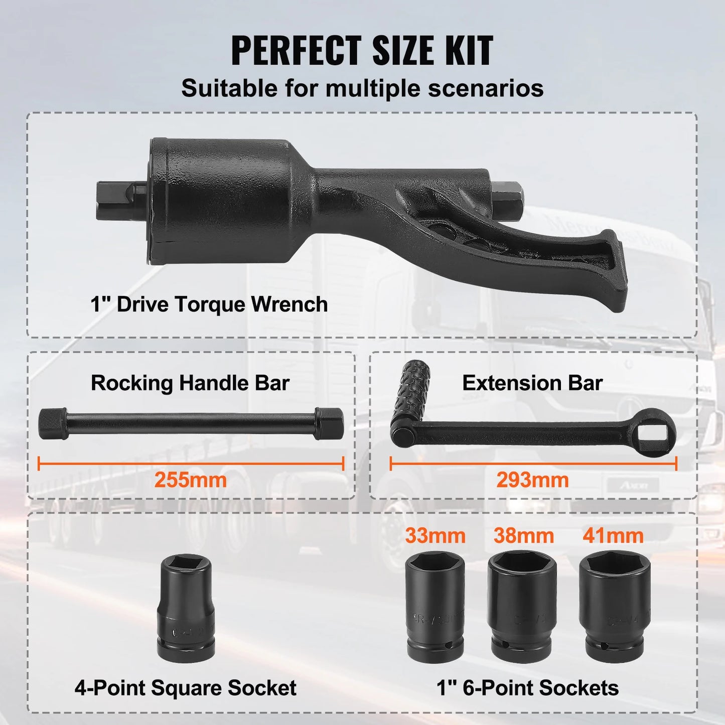 1/58 1/64 Torque Wrench Set 4/8 Sockets Multiplier Drive Lug Nut Wrench/Multiplier Heavy Duty Torque, With Case