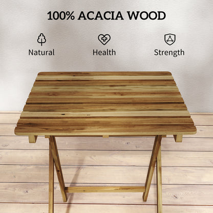 Outsunny Outdoor Coffee Table Foldable Wooden Garden Table for Patio Balcony Natural Wood