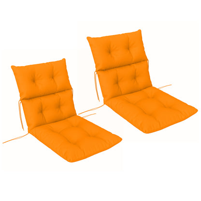 Set of 2 Garden Chair Cushions | 10cm Thick | PP Cotton Filling | Button Detail | Tie Fastenings | Fade & Stain Resistant | Adirondack & Rocking Chairs | 115 x 56 x 10cm | Orange