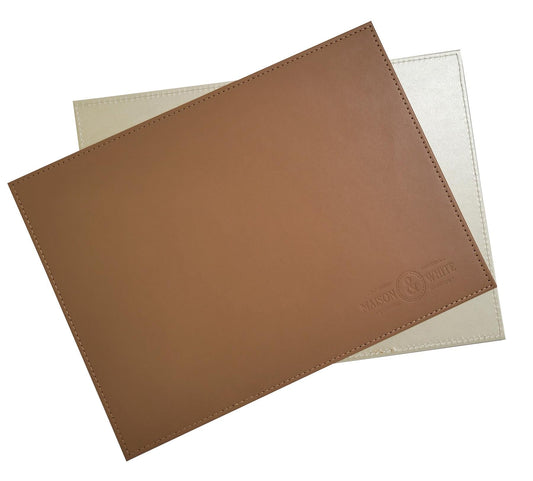 Faux Leather Placemats & Coasters | 12-Piece Set | 6 Placemats & 6 Coasters | Heat Resistant to 55°C | Wipe Clean | 21.5x28.9cm Mats | 10x10cm Coasters | 2-Year Warranty | Brown