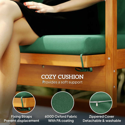 3 Seater 2-in-1 Wooden Garden Swing Seat Chair Bed Outdoor Convertible Hammock Bench Furniture Lounger