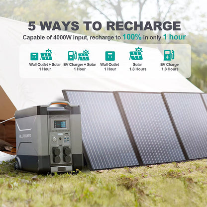 ALLPOWERS Solar Generator R4000 with 400W Solar Panel, 4 X 4000W (6000W Surge) AC Outlets, 3600Wh Portable Power Station