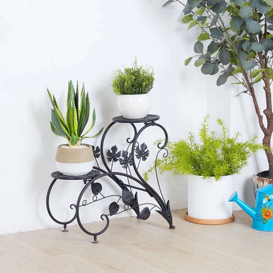 2 PCS Metal Plant Stand Heart-Shape Flower Pot Display Holder Garden Support
