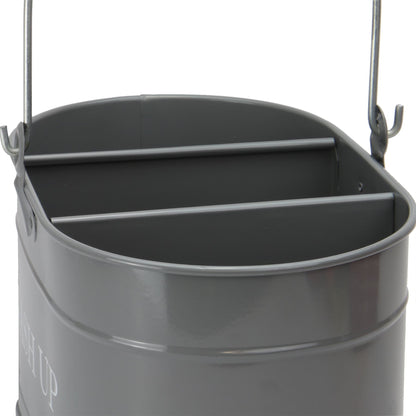 Wash Up Tidy | Powder-Coated Steel | 3 Compartments | Carry Handle | Rust Resistant | 27x14x12.5cm | Kitchen Sink Organiser | 2-Year Guarantee | Grey