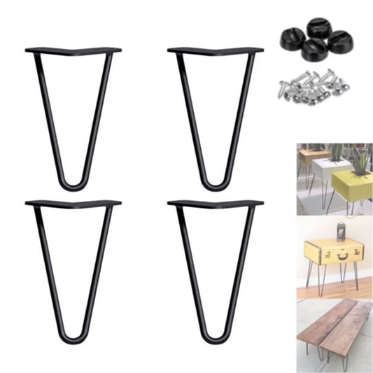4 Pieces Metal Hairpin Table Legs 8 Inch Modern Style for Furniture Desk Bench Chair DIY Project With FREE Feet Protector & Screws