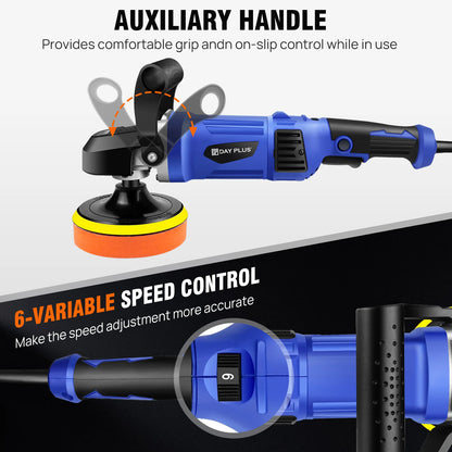 6000W Car Polishers and Buffers, Electric Car Polisher Machine With 6 Variable Speed 150-180MM Buffer Polishing Waxing Waxer Machine