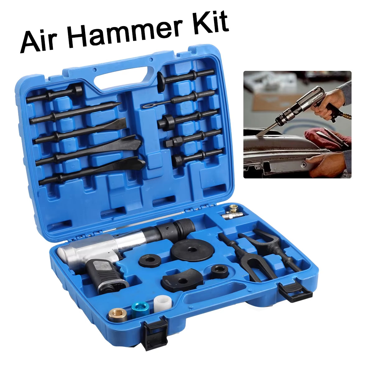 Ball Joint Disassembly Hammer Air Hammer Tool Set 16Pcs Pneumatic Hammer Kit for Motor Vehicles and Workshop Cars