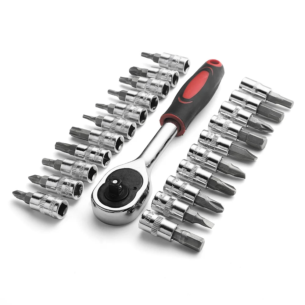 108 Piece Ratchet Socket Wrench Set Car Repair Tool Torque Wrench Combo Kit 1/4 1/2 Ratchet Spanner Screwdriver Bits Hand Tools