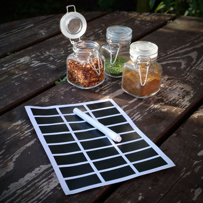 Maison & White Mini Glass Spice Jars Pack of 12 | Airtight Metal Clip-Top & Rubber Seal | 100ml | 8cm | Includes Chalkboard Labels & Chalk Pen | Kitchen Pantry Storage | 2-Year Warranty
