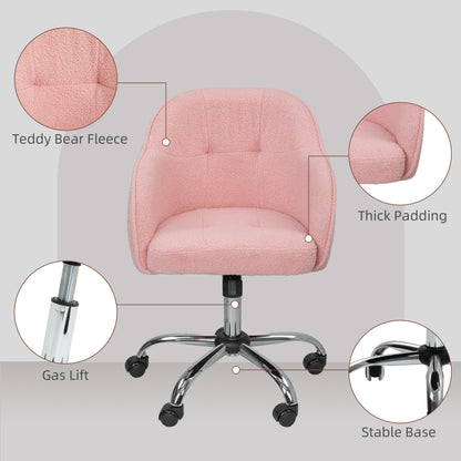 Teddy Fleece Swivel Office Chair - Pink