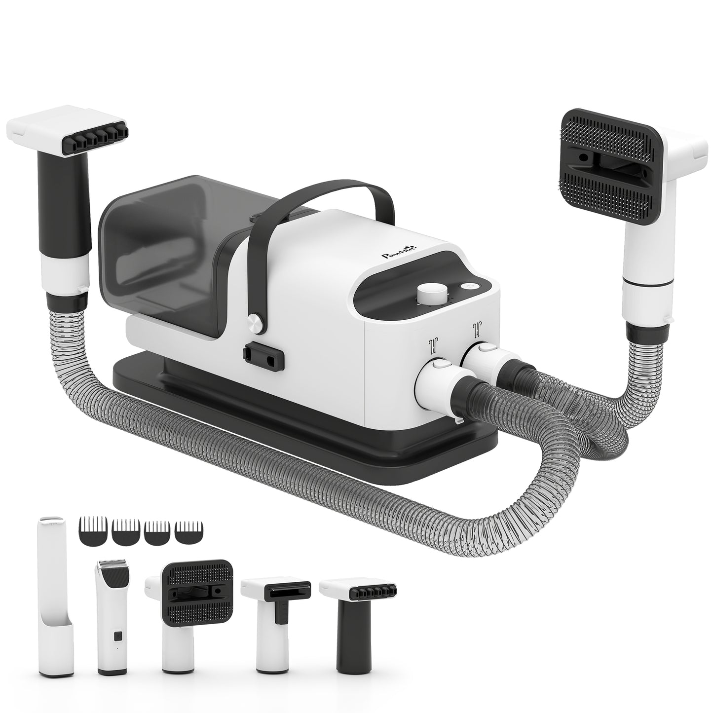 PawHut 5 in 1 Dog Grooming Vacuum & Dryer w/ Clipper, 1.8L Canister, 4 Modes Blow Temperature