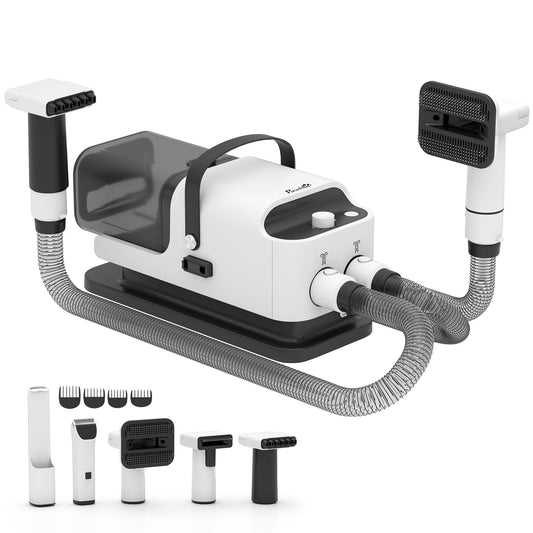 PawHut 5 in 1 Dog Grooming Vacuum & Dryer w/ Clipper, 1.8L Canister, 4 Modes Blow Temperature