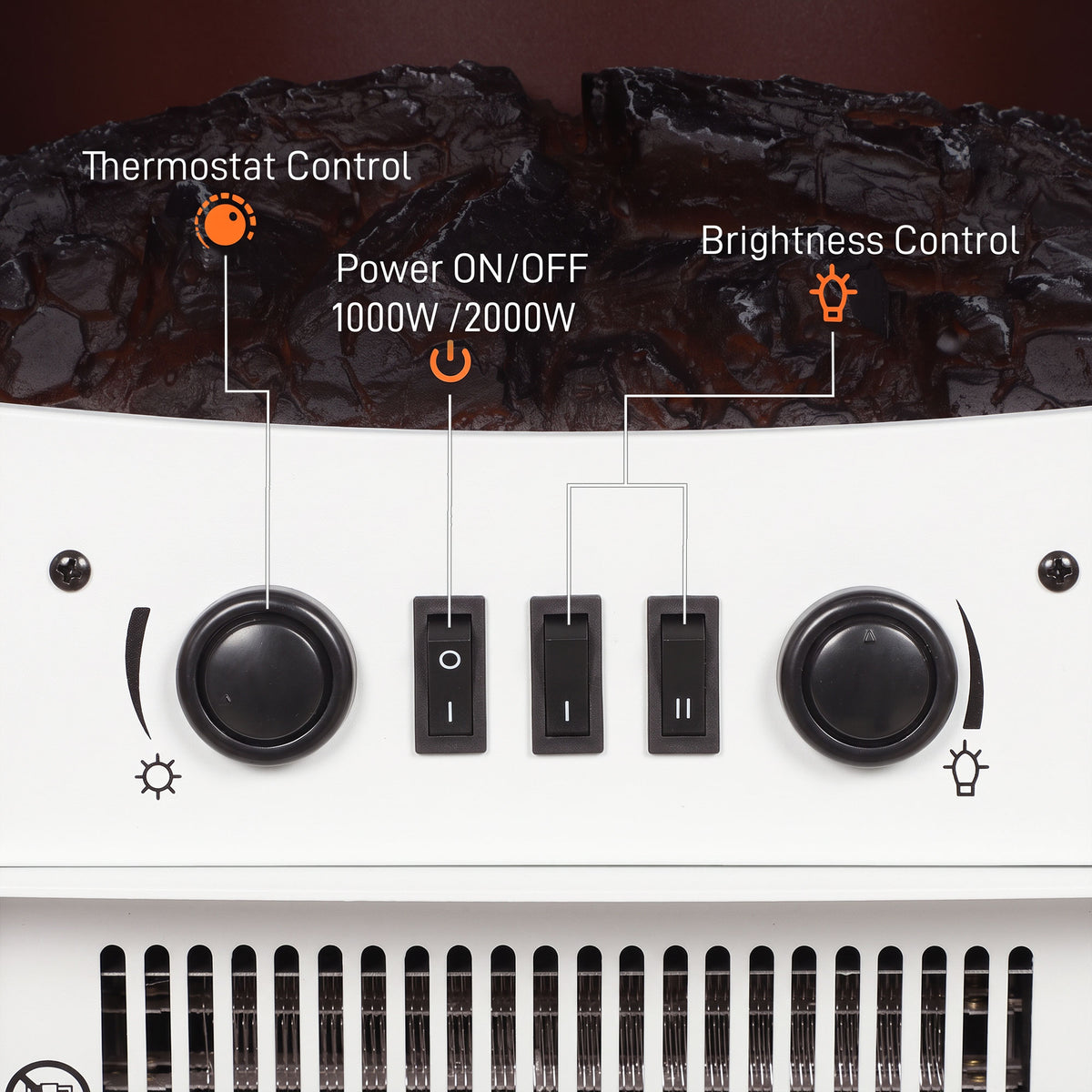 Freestanding Electric Stove | 900W/1800W Heater | 3-Sided Glass & Adjustable Flame Effect | 39 × 26 × 54.8cm | White or Grey