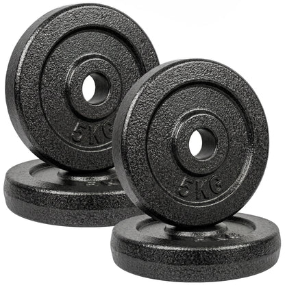 Metal Weight Plates Set | 4 x 5 kg or 4 x 2.5 kg Options | 1 Inch Standard Fit | Rust-Resistant Finish | Dumbbell & Barbell Compatible | Grey