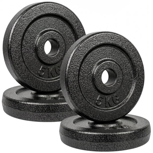 Metal Weight Plates Set | 4 x 5 kg or 4 x 2.5 kg Options | 1 Inch Standard Fit | Rust-Resistant Finish | Dumbbell & Barbell Compatible | Grey