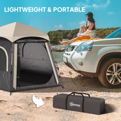 Instant Camping Tent, 2/3/4 Person Easy Setup Family Tent with Vestibule, Rainfly, 4 Mesh Windows & 2 Doors, Hexagonal Design, Waterproof
