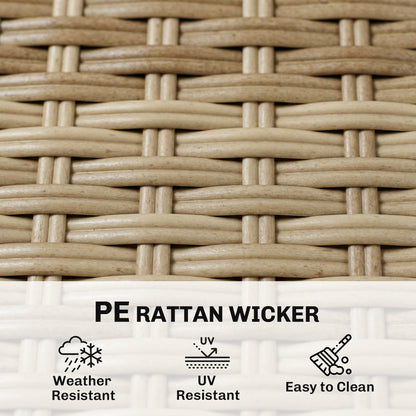 6-Piece 4-Seater Rattan Garden Dining Set | Parasol | Tempered Glass Table | Stackable Chairs | 120kg | Brown