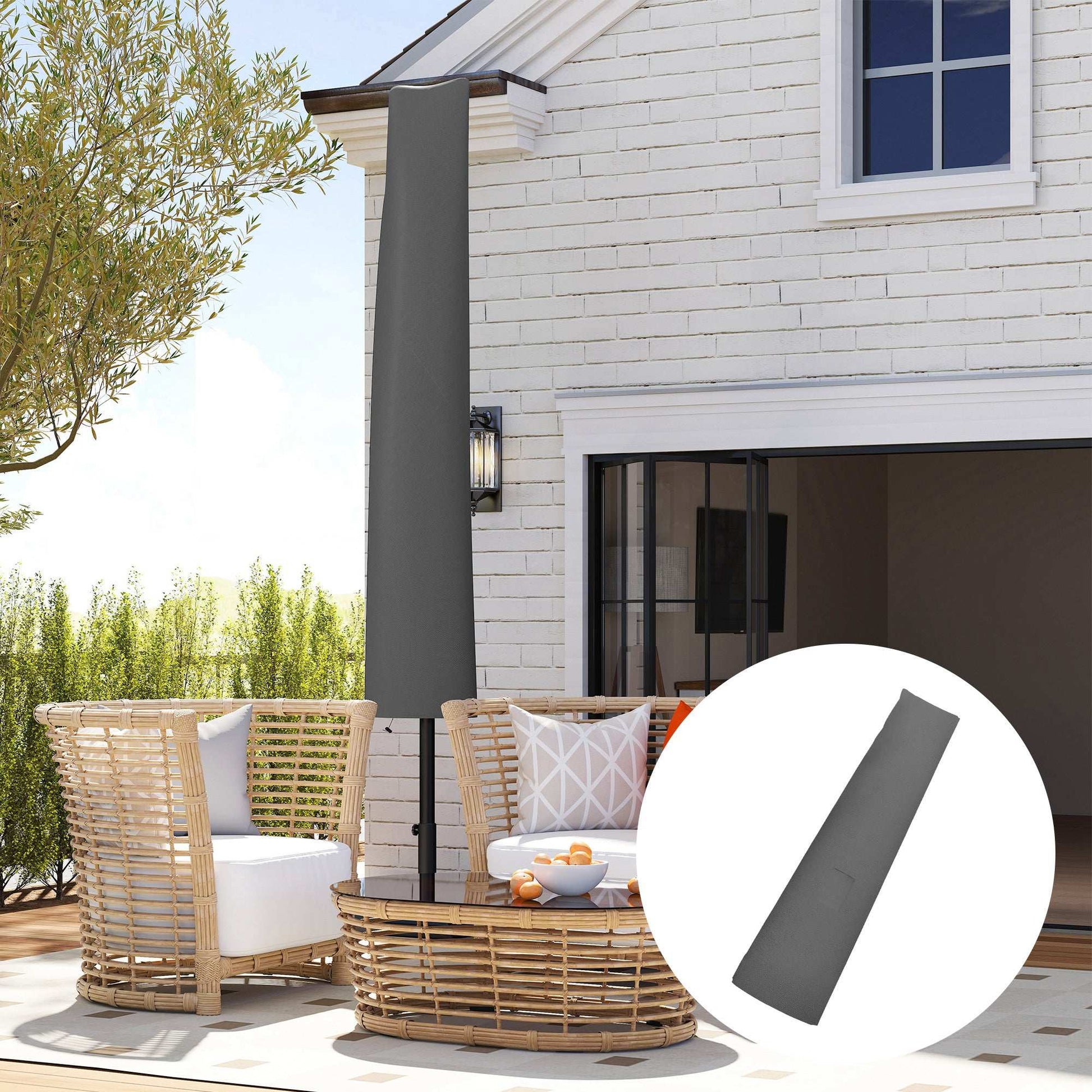 Outsunny Parasol Umbrella Cover - Grey