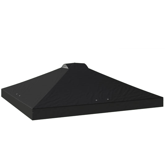 3x3m Gazebo Roof Replacement Canopy | UV50+ Waterproof | 210D Silver-Coated Oxford Fabric | Double Vented | 8 Drainage Holes | Hook & Loop | Fits 3x3m Straight-Leg Frames | Black