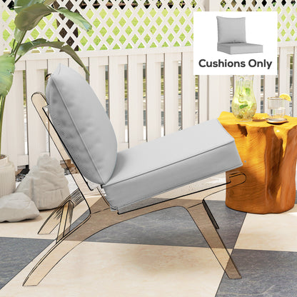Deep Seat Chair Cushion Set | 15cm Thick Seat & Back Cushion | Removable Washable Covers | Fade & Stain Resistant | Indoor & Outdoor | Seat 61 x 61cm | Back 63 x 55cm | Light Grey