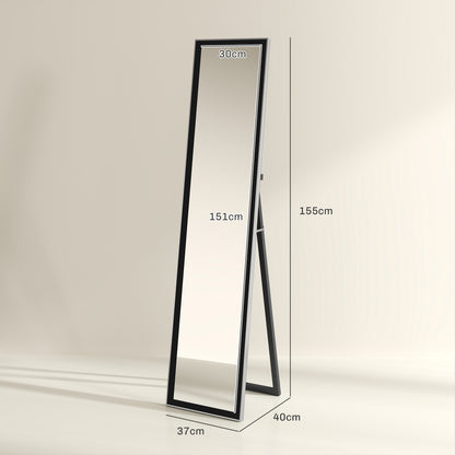 Full Length Mirror, 37 x 157cm Wall Mounted, Leaning, Free Standing Mirror, Framed Full Body Mirror for Living Room, Bedroom, Black