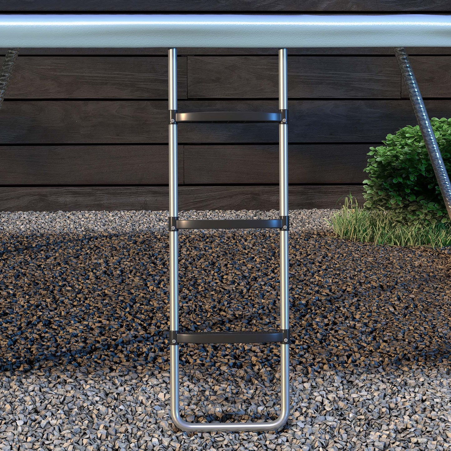 Galvanised Steel Trampoline Ladder, 2 Steps/3 Steps Outdoor Trampoline Accessories for 6ft, 8ft, 10ft, 12ft, 13ft, 14ft, 16ft Trampoline, 110L x 32Wcm,