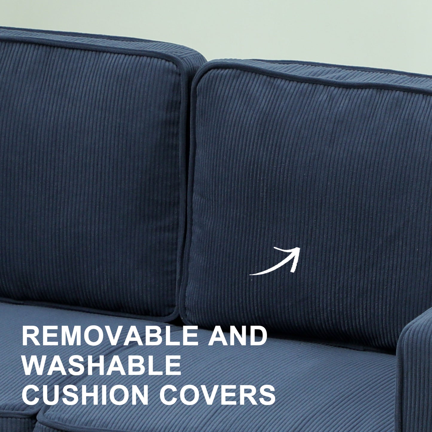 Small Two-Seater Corduroy Sofa - Blue