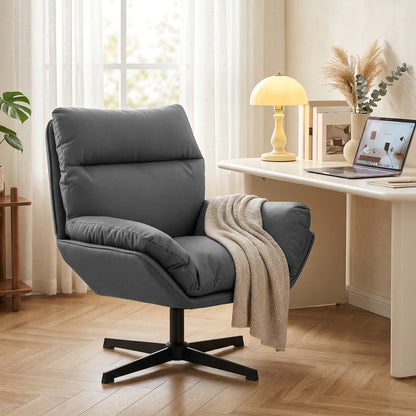Accent Chair with 360° Swivel Armchair for Living Room with Padded Cushion Dark Grey / Dark Brown
