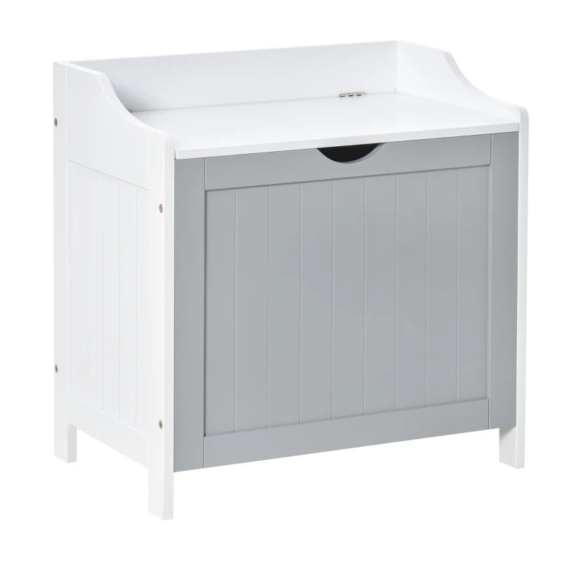 Kleankin Bathroom Laundry Cabinet Bin Free Standing Towel Storage Chest with Raised back and Shaker Style Door