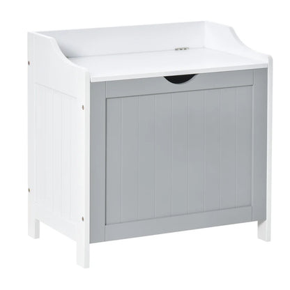 Kleankin Bathroom Laundry Cabinet Bin Free Standing Towel Storage Chest with Raised back and Shaker Style Door