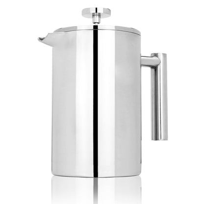 Maison & White French Press Cafetiere | Stainless Steel | 1500ml | Double-Walled | 22x20cm | Keeps Warm Up to 2 Hours | 7-Piece Set | 2-Year Warranty