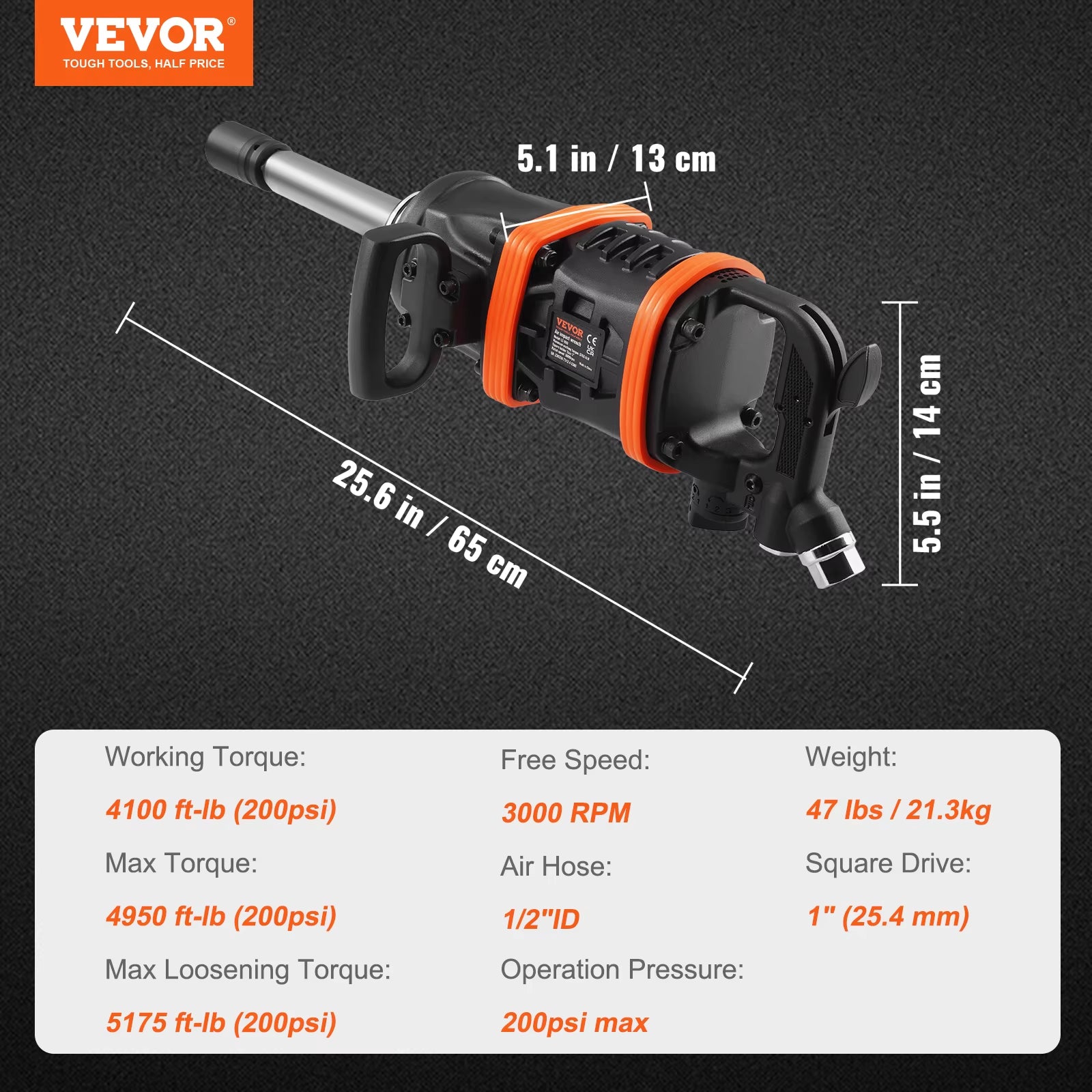 1 Inch Air Impact Wrench up to 5175 Ft-Lbs Beast Reverse Torque Output Pneumatic Impact Gun for Repairs And Maintenance
