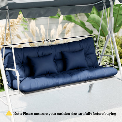 4-Piece Outdoor Cushion Set for 3-Seater Garden Chair | Seat & Back Cushion | 2 Pillows | Tufted | Flame Retardant | Fade & Water Resistant | 150x50x10cm | Dark Blue