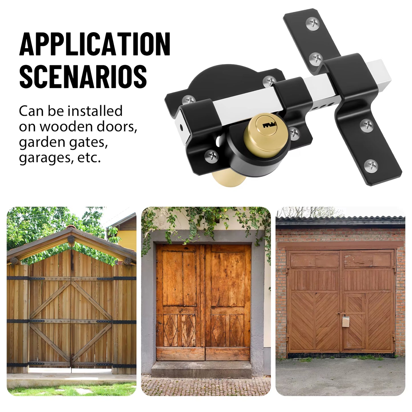 Throw Gate Lock 50mm Both Side Door Lock Stainless Steel Grade Lockable With Rear Double Locking For Yard Garden Doors & 5 Keys