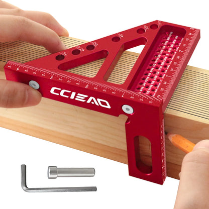 3D Multi-Angle Measuring Ruler, 45/90 Degree Aluminium Alloy Woodworking Square Protractor For Engineer Carpenter