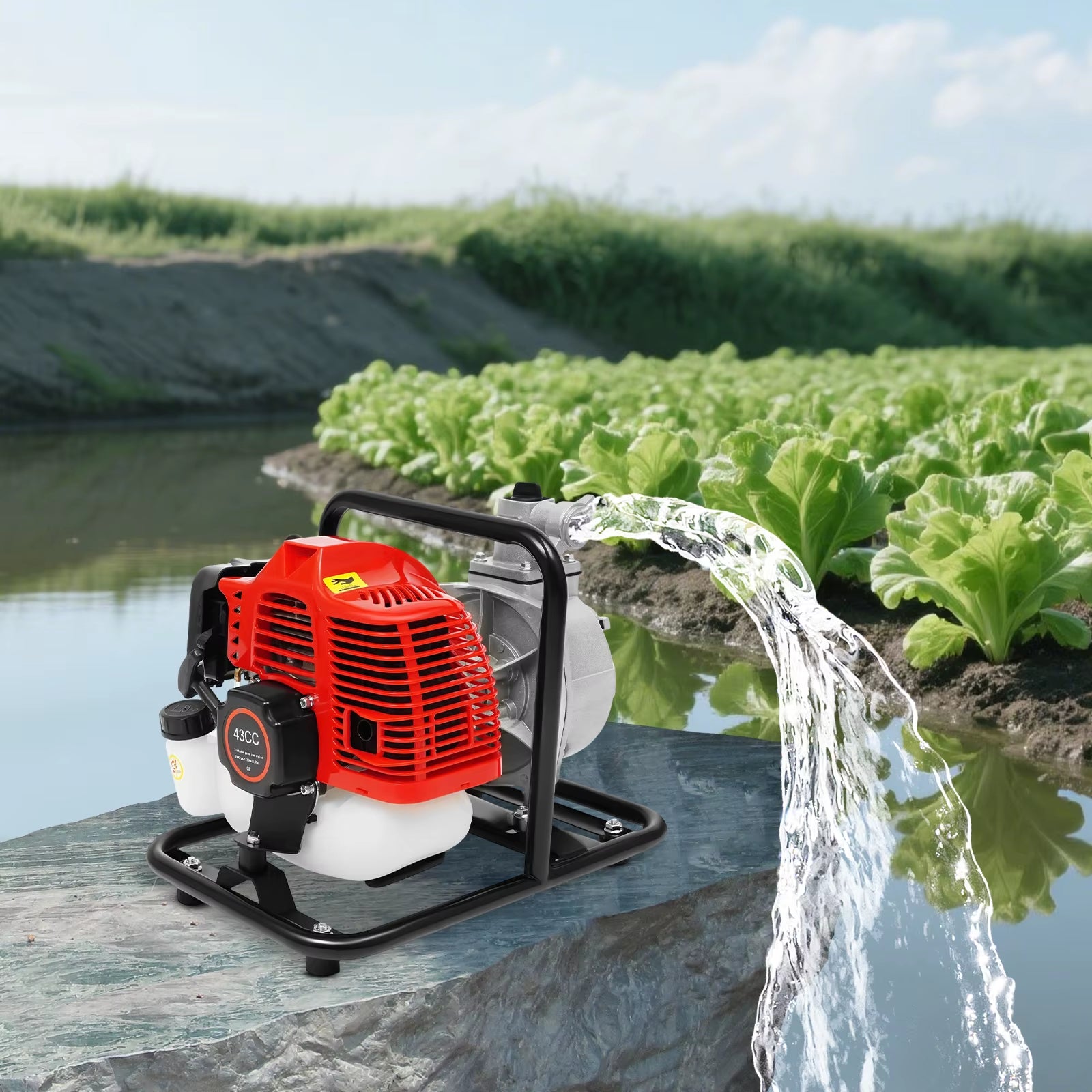 2-Stroke Petrol Engine Water Transfer Pump With Filter, for Irrigation, Drainage, Water Intake Work