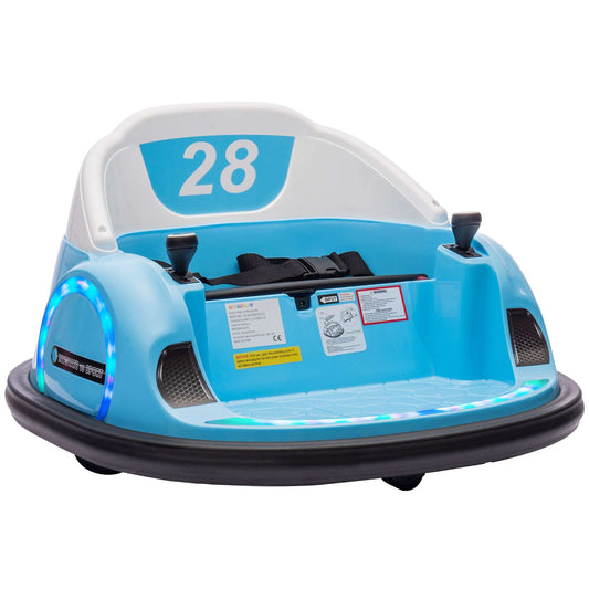 AIYAPLAY 360° Rotation Kids Bumper Car, 12V Waltzer Car with Remote Control, Dual Joysticks, Music Lights