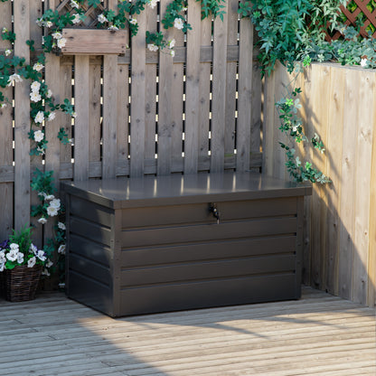Outsunny 311L Galvanised Steel Garden Storage Box - Dark Grey