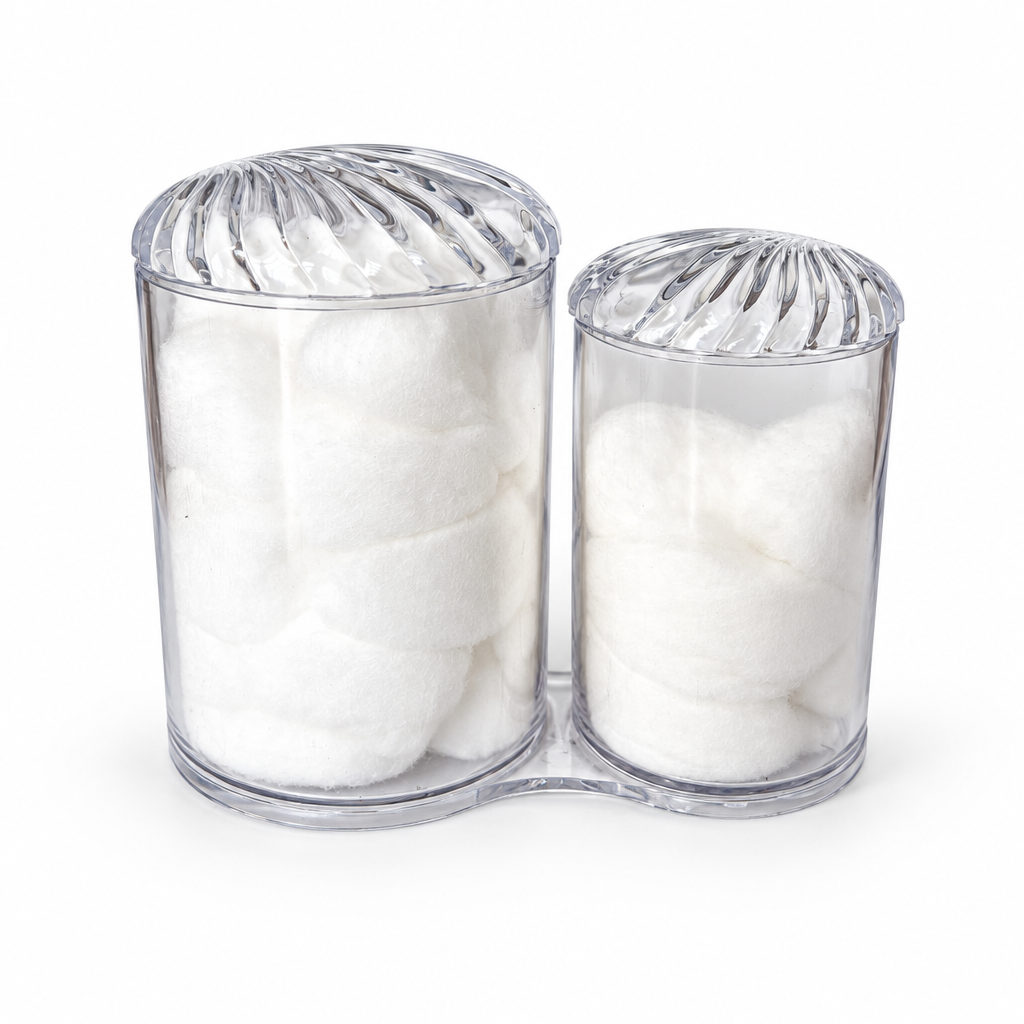 Filled cotton storage holder front view