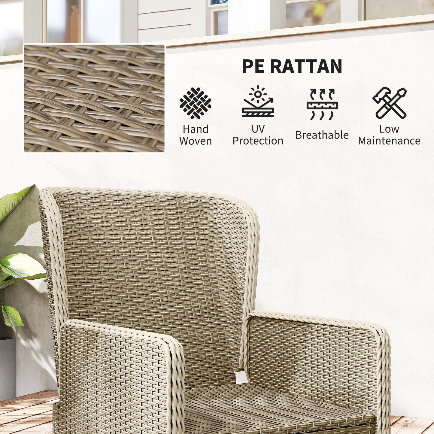 Outsunny Five-Piece Reclining Rattan Chair Set - Light Grey