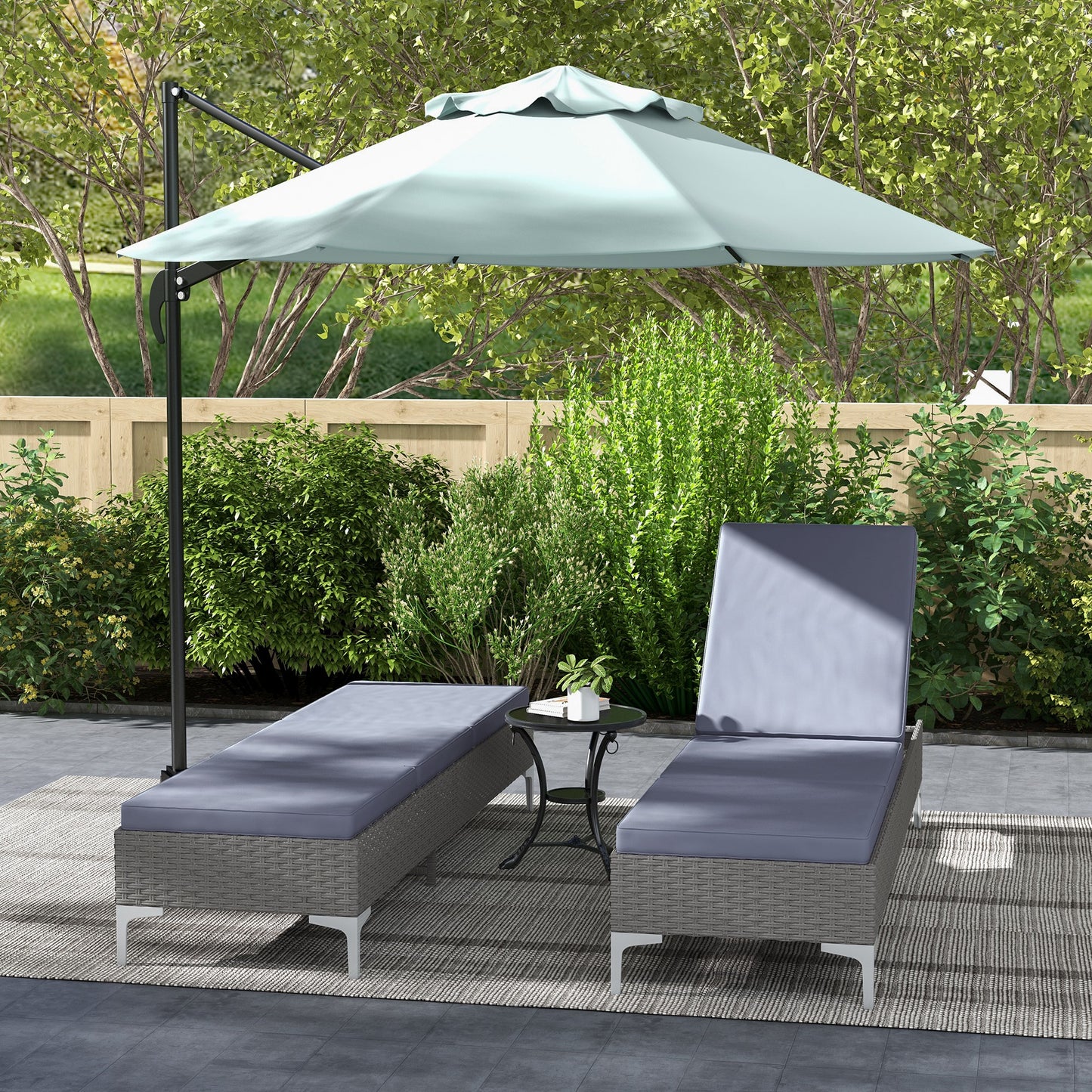 Outdoor Sun Lounger Set of 2, Multi-position Backrest Adjustable Sunbed Daybed with Removeable & Washable Cushion, for Patio, Garden, Dark Grey