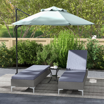 Outdoor Sun Lounger Set of 2, Multi-position Backrest Adjustable Sunbed Daybed with Removeable & Washable Cushion, for Patio, Garden, Dark Grey