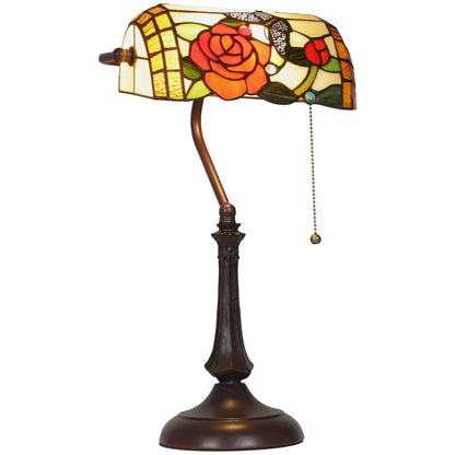 Tiffany-Style Rose and Butterfly Table Lamp - Multi