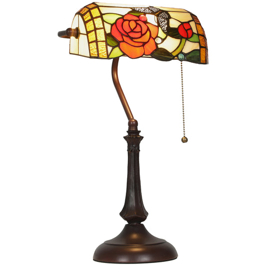 Tiffany-Style Rose and Butterfly Table Lamp - Multi