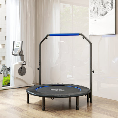 45" Foldable Mini Fitness Trampoline, with Adjustable Foam Handle, Blue / Orange / Pink