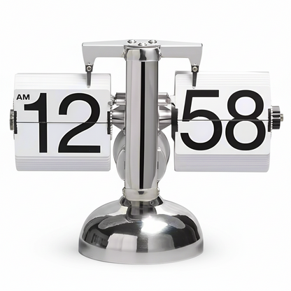 Retro Auto Flip Clock | Quartz Movement | 12-Hour AM/PM | Internal Gear Operated | ±90 Sec/Month | -10°C to +50°C | Black or White