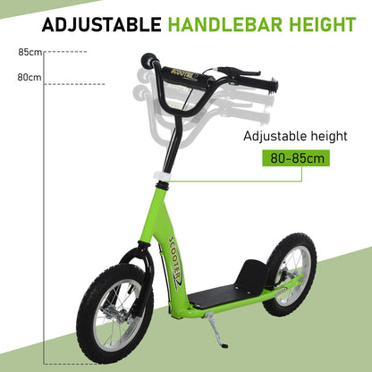 Teen Kids Stunt Scooter w/ Adjustable Handlebar, 12 Inch Rubber Tyres, Dual Brakes