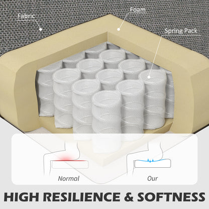 Armchair, Channel Tufted Modern Fabric Accent Chair, Comfy Upholstered Reading Lounge with Spring Cushion, Back Pillow - Light Grey / Blue