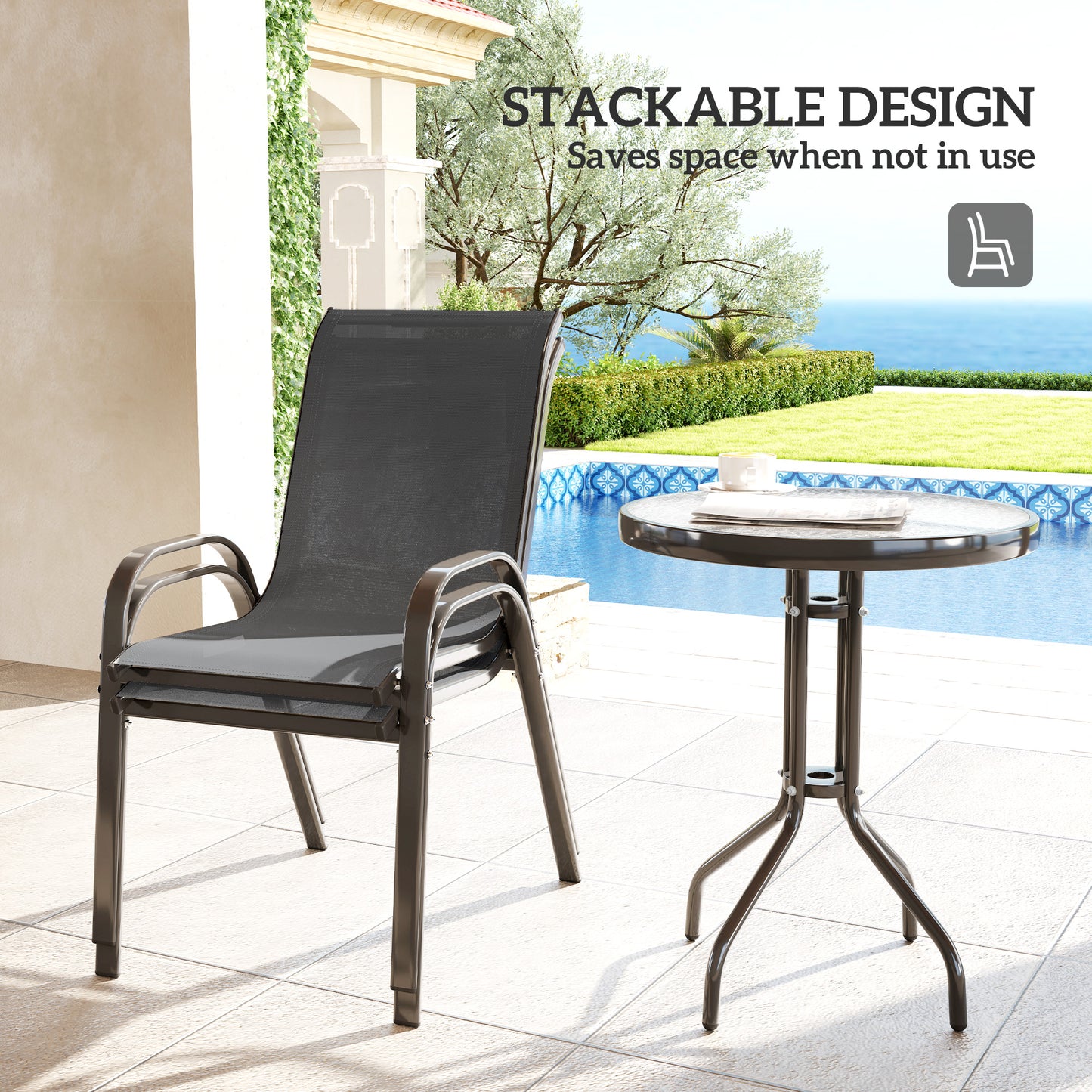 Outsunny Three-Piece Outdoor Garden Furniture Dining Set - Grey